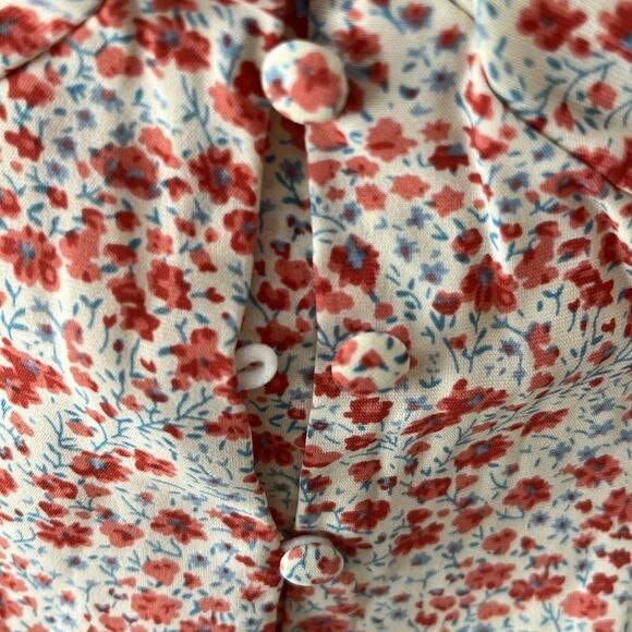 Floral Print Blouse top w White Bodysuit by Heyson Front tie So pretty - Picture 3 of 9
